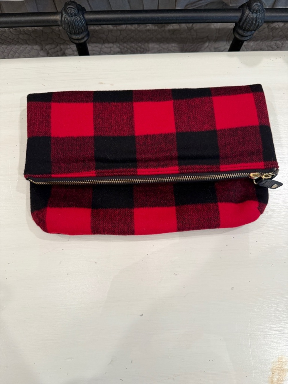 Talbots Red & Black Buffalo Plaid Fold-Over Clutch